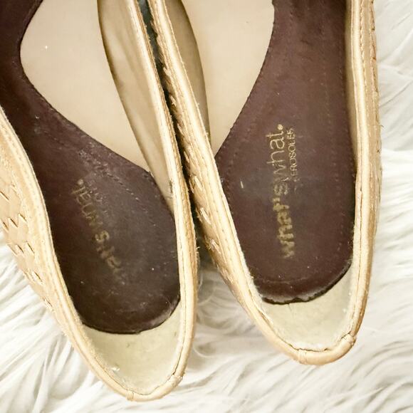 WHAT'S WHAT x AEROSOLES | Tan Woven Leather Square Toe Flats Mary Janes | Size 7 - Picture 6 of 8